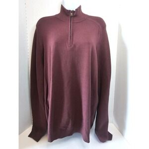 Ted Baker London‎ Quarter Zip Pullover Sweater Men's Burgundy Ribbed Size 4/L